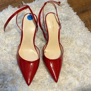 Nine West red with gold heel